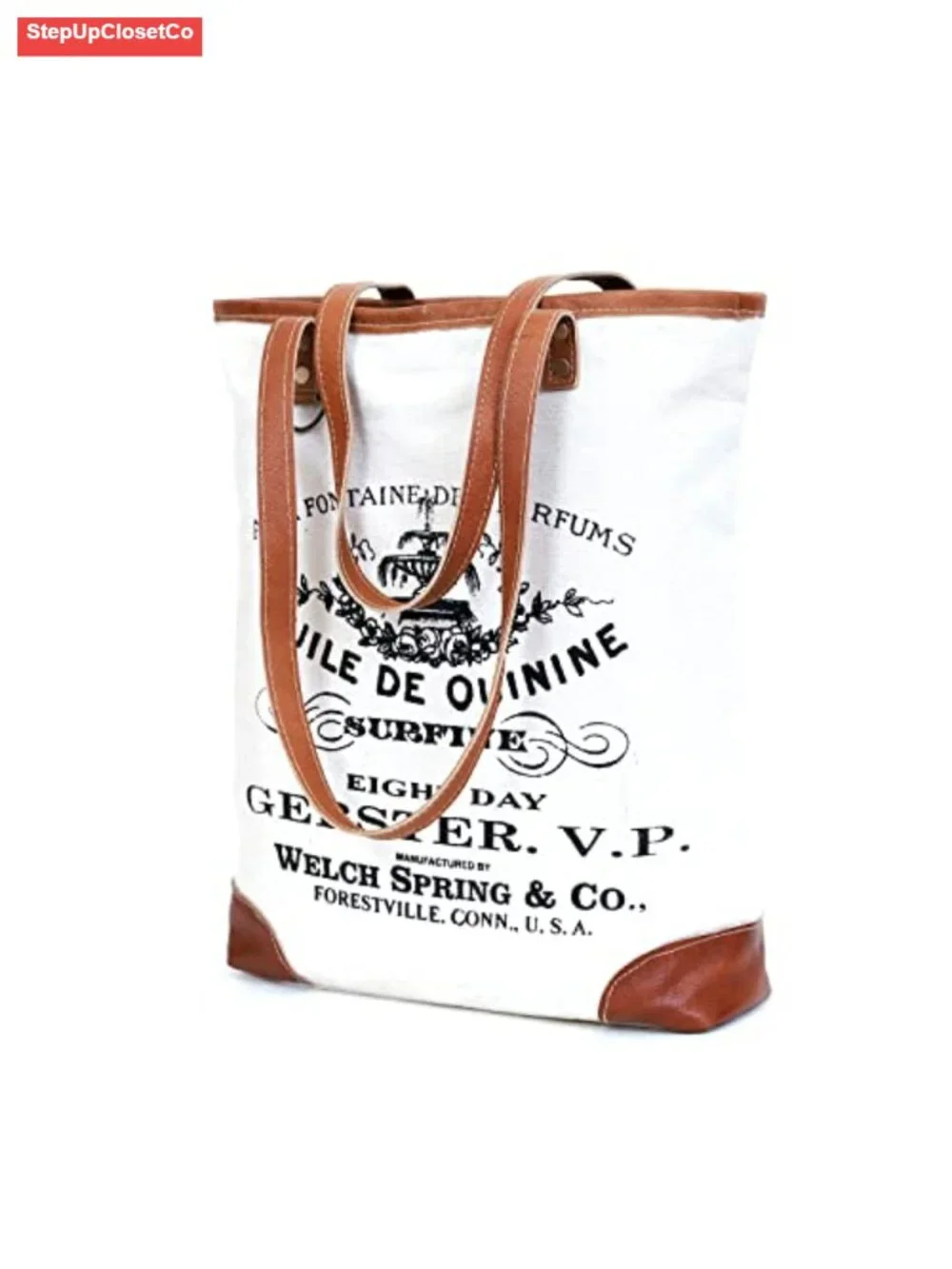 Upcycled Canvas & Leather Hobo Handbag, 16 Inch Tall Tote